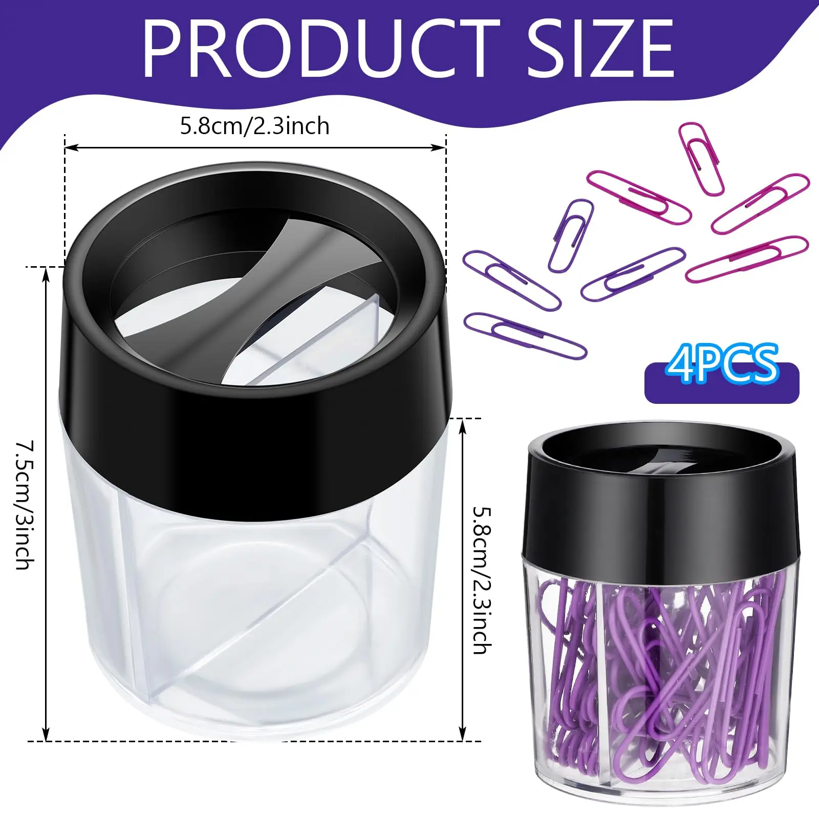 Magnetic Plastic Clip Dispenser Holder for Desk Storage-Paper Clip Storage Box for office