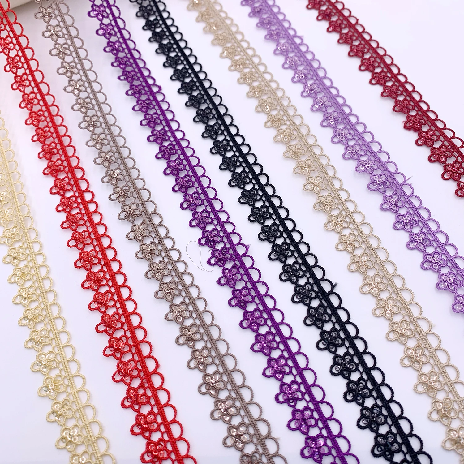 Factory Wholesale Shiny Polyester Chemical Lace Multiple Colors Water Soluble Gpo Lace Trim For Garment Accessories