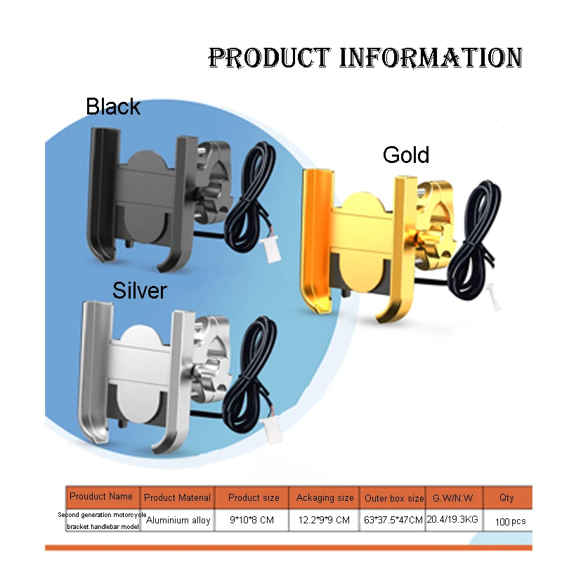 Wholesale Products Aluminum Alloy Mobile Electric Motorcycle Phone 7.9*7.8*5-9.5Cm Motorcycle Mobile Phone Holder Waterproof