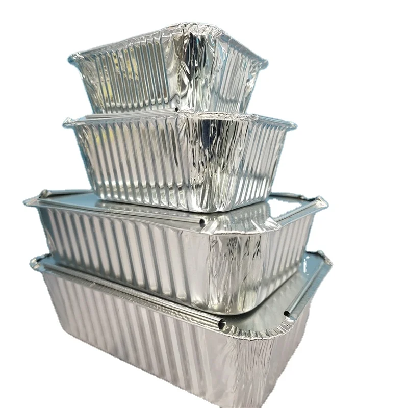 Food grade aluminum foil food containers disposable rectangular small tin foil  baking pans with lids