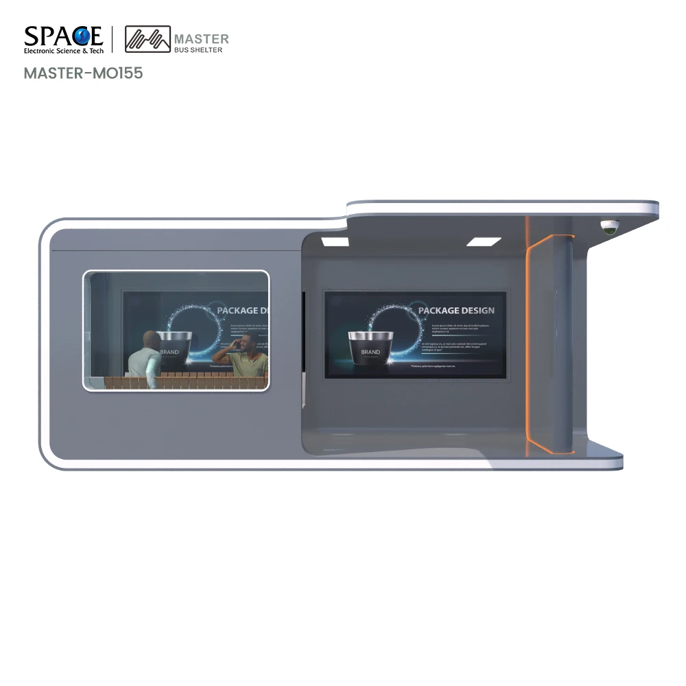 Smart Anti-Corrosion Bus Shelter Custom-shaped LED Display Aluminum Galvanized Steel Frame 12V Low Power Consumption Outdoor