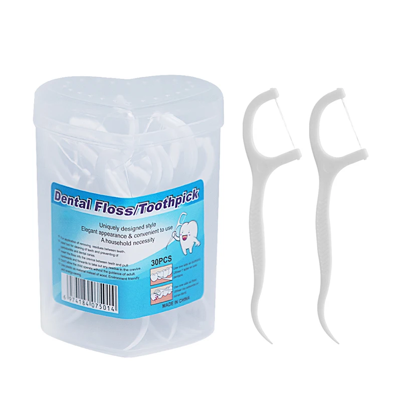 2022 new design custom plastic dental toothpick oral floss pick with plastic box for oral care