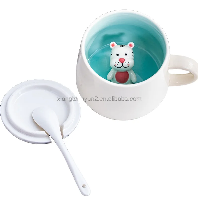 3D animal three-dimensional ceramic mug large capacity glass coffee mug customized logo printed cartoon coffee mug