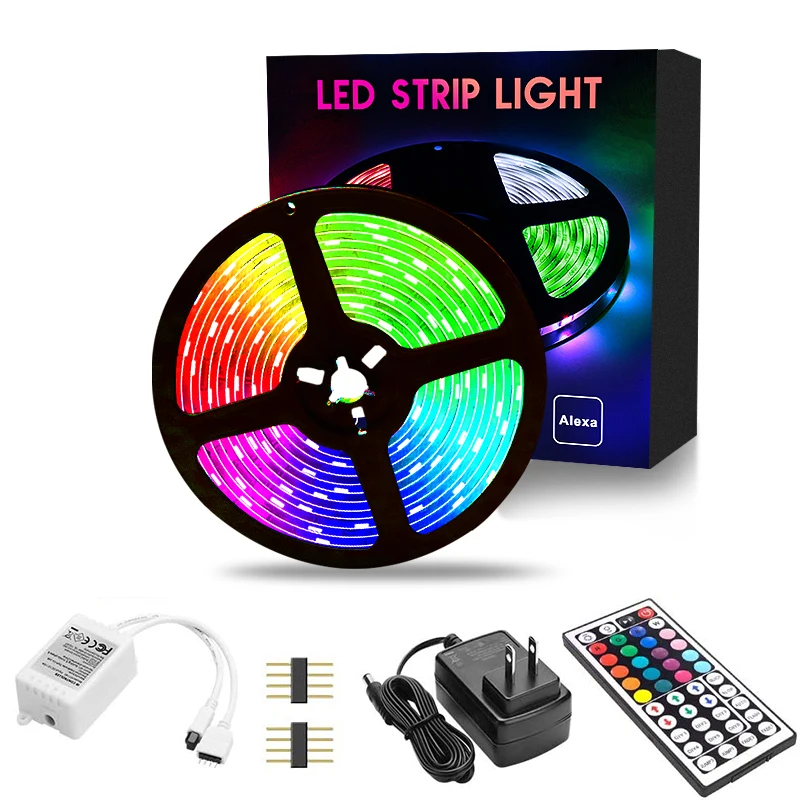  Комплект светодиодных лент RGB 5050 SMD 5 м 300 светодиодов гибкая светодиодная лампа + 44 клавиши ИК-пульт дистанционного управления комплект адаптера питания 12 В 3