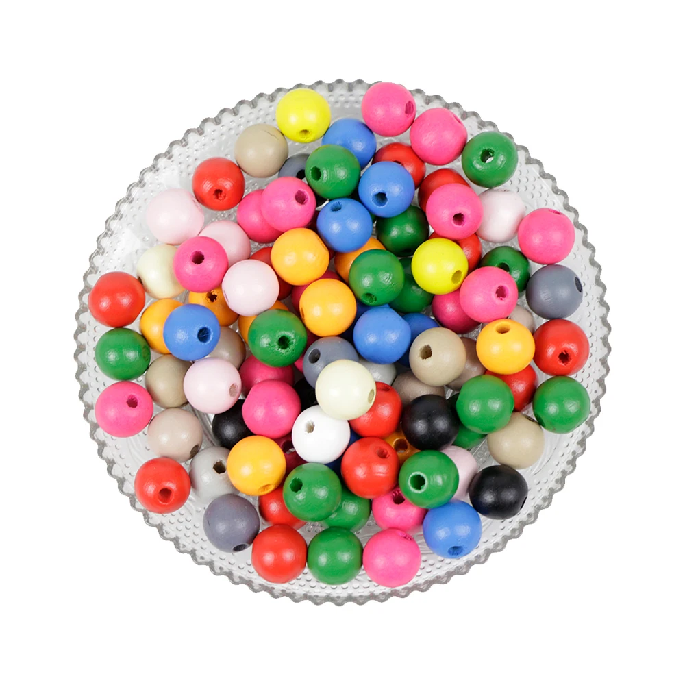 Wholesale Natural 10MM Round Wooden Teether Beads for Jewelry Making Baby Custom OEM Wood