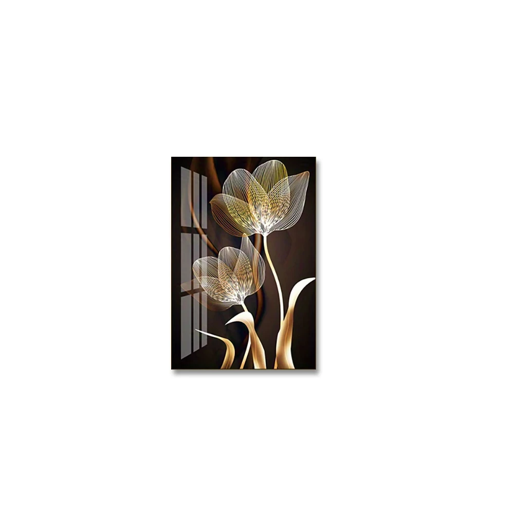 3PCS black and gold flower wall art canvas painting living room decoration Modern abstract poster home decorative painting