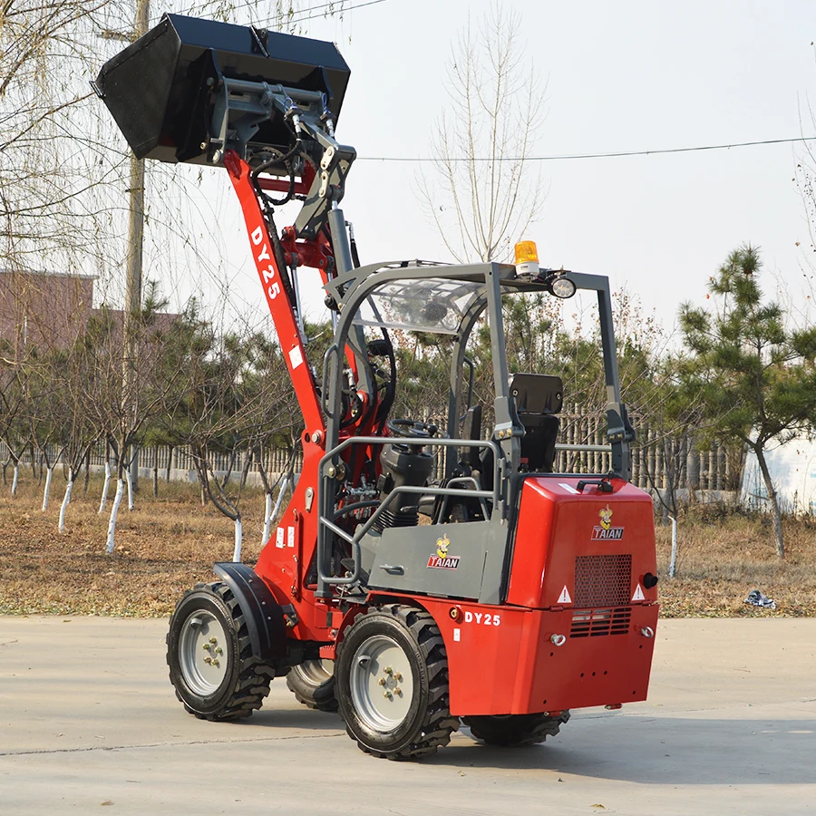 Taian DY25 Mini Multifunctional Wheel Loader Small Articulated Front End Shovel Loader