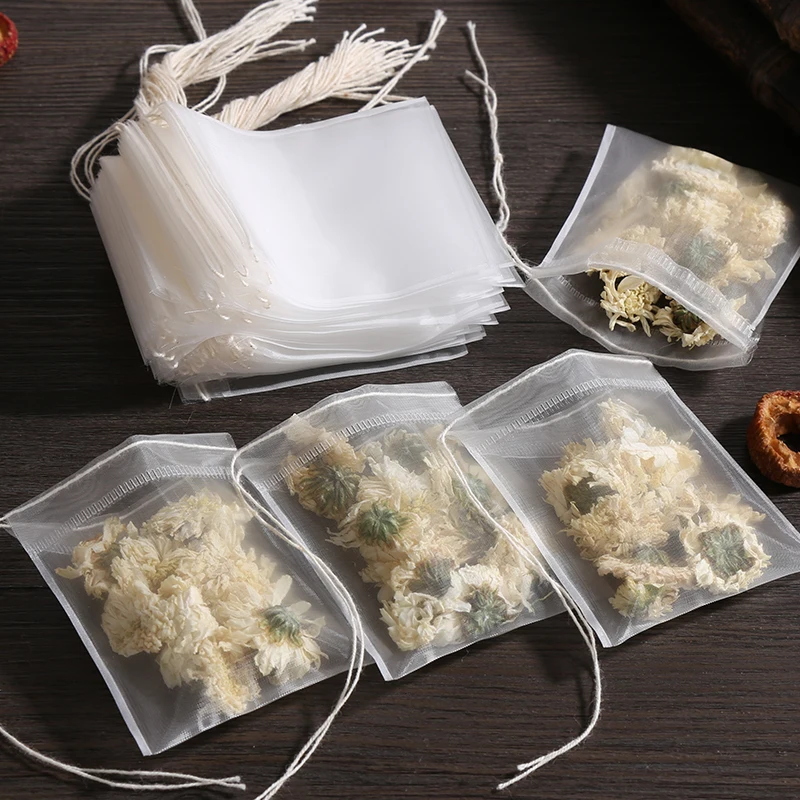 100pcs Teabags Filter Paper For Herb Loose Tea Paper Tea Bag Drawstring Eco-Friendly Powder Herbal Medicine