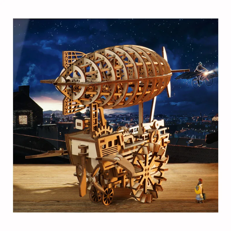 Robotime Rokr US Warehouse Factory Price LK702 Air Vehicle Assemble Toys 3D Wooden Puzzle Game