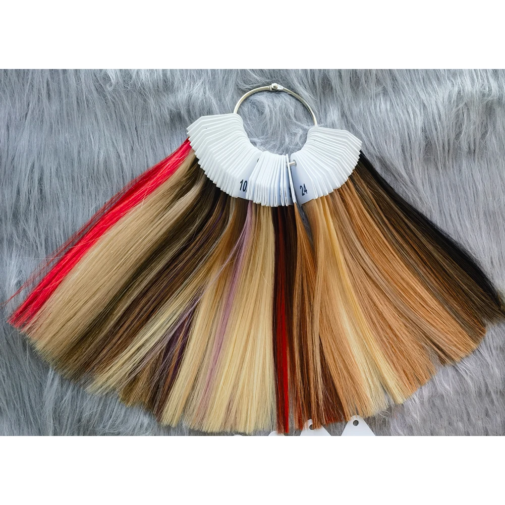 Custom Hair Colourful Ring Color Chart White Blonde 613 Platinum Balayage Ombre Russian Human Hair Extension Colour Swatch Ring