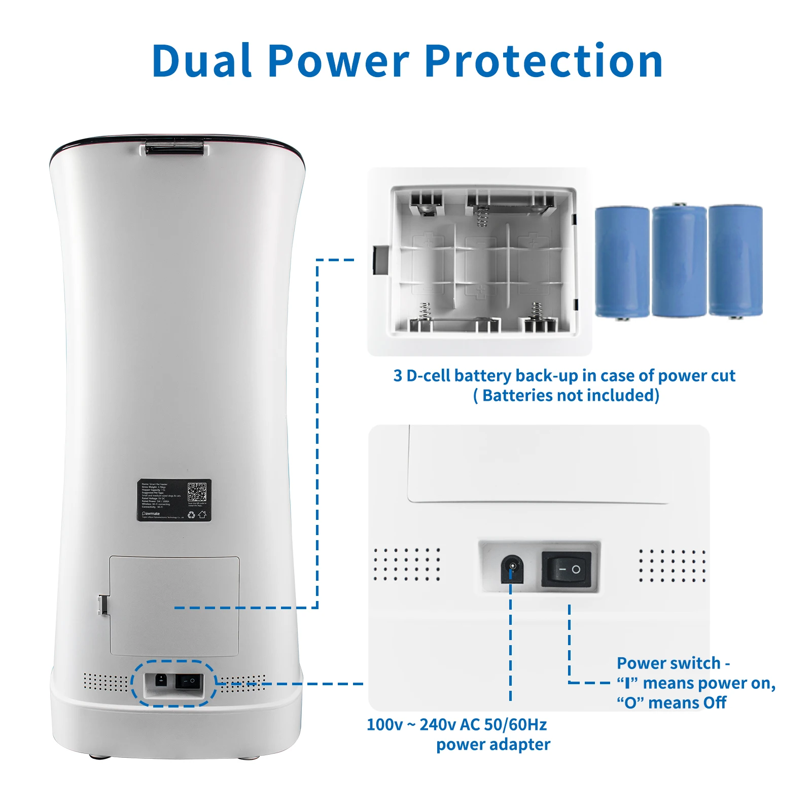 7.5L Cat Food Dispensers with 720P HD Wifi Dog Treat Camera Voice Recorder Automatic Pet Feeder