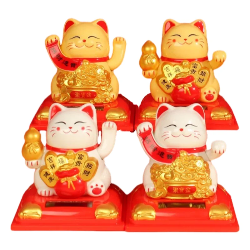 Lucky Cat Sculpture plastic lucky cat automatic Shake hands car office home opening housewarming gift creative decoration