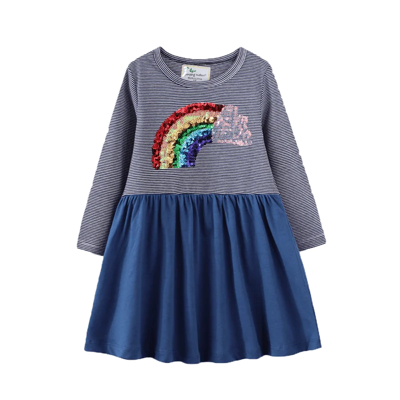 High Quality Printed Twirl Princess Soft Cotton Full Sleeves Pink Children Clothes For Girls Dress