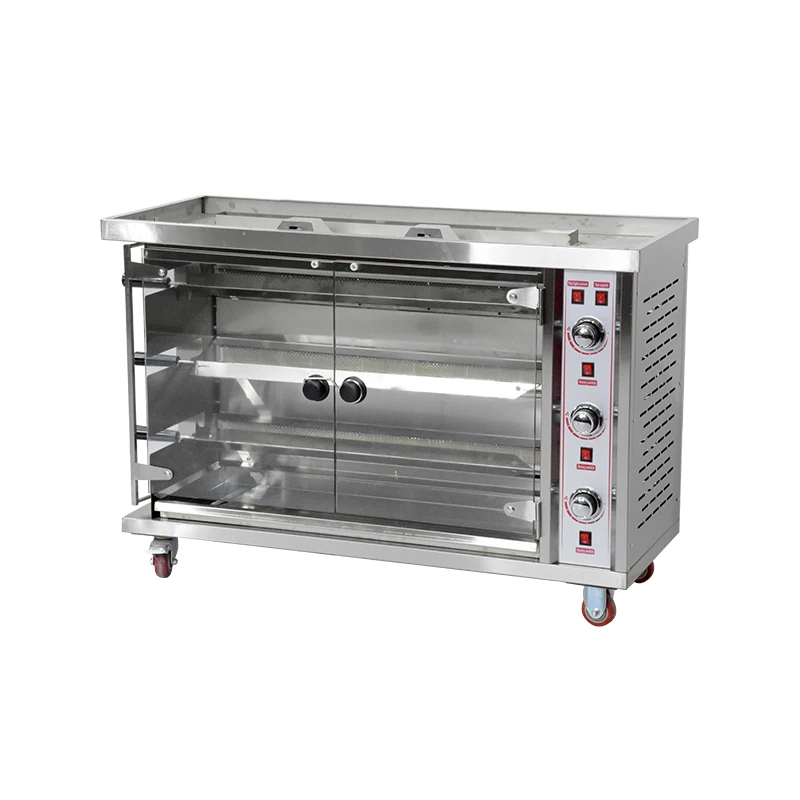Fuqi Commercial Air Fryer Automatic Rotary Grill 122℉-572℉ For Sheep Chicken 3 Layer Gas Convection Toaster Ovens