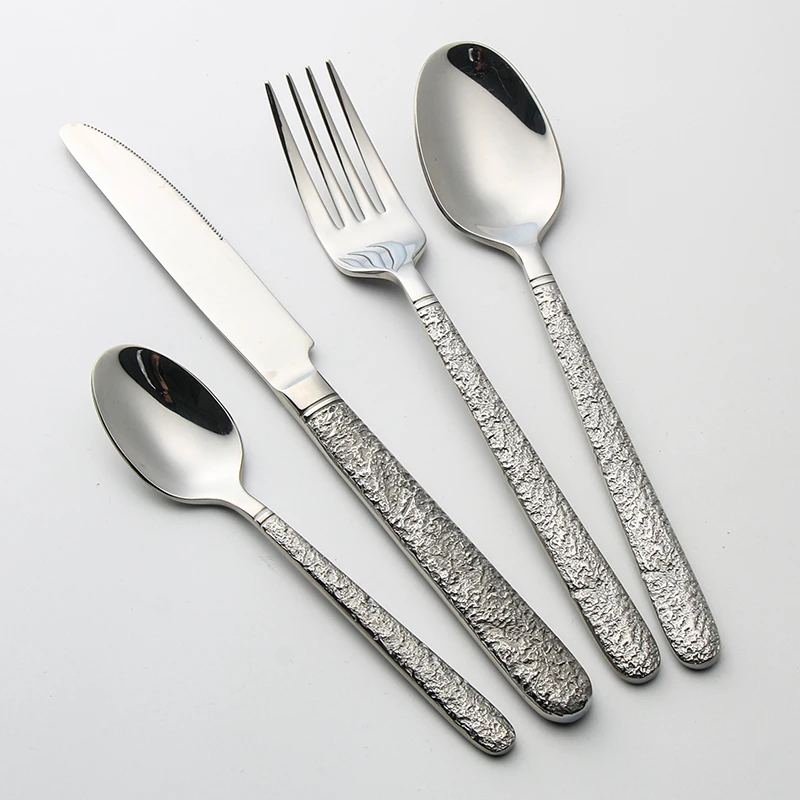 High Quality Hotel Luxury Handle Flatware Stainless Steel Cutlery Set Mirror Silverware Spoon and Fork