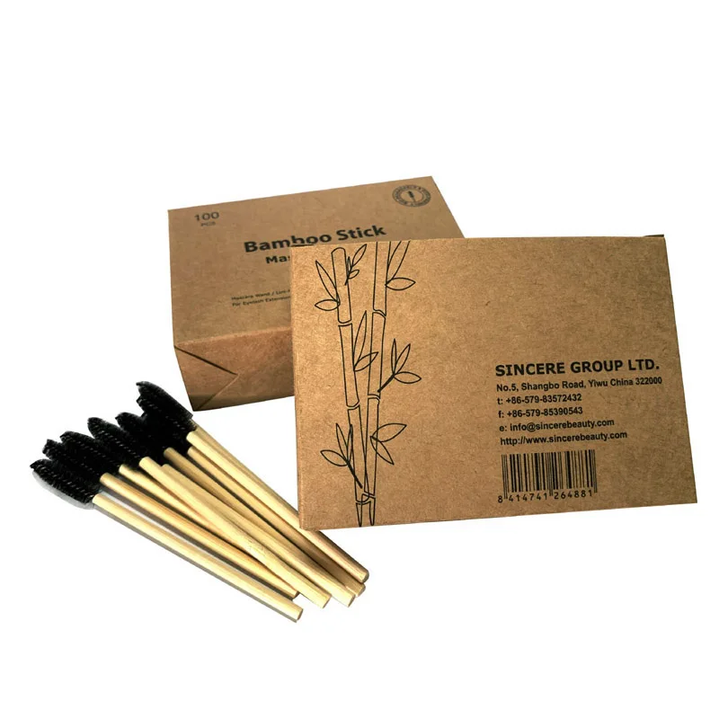 100 Counts Eco-friendly Bamboo Wand Mascara Applicators in Paper Tub
