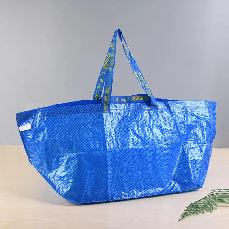 NEW Wholesales colorful Blue Frakta Large Reusable Shopping PP Woven Laminated Tarpaulin Storage Bags For Supermarket