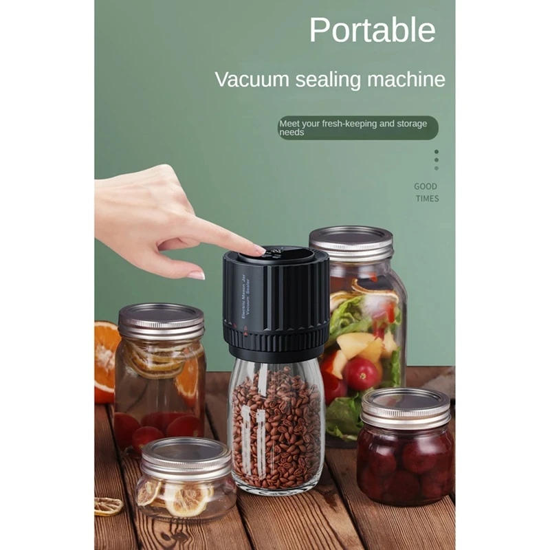 New Arrival ABS Plastic Electric Mason Jar Vacuum Sealer Set Kit Automatic Wide Regular Mouth Mason Lid Cordless Food Storage