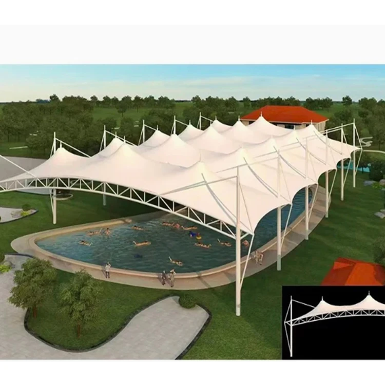 Pvdf flat membrane Factory price 140km/hour wind speed resistant tennis Court canopy for sport center club