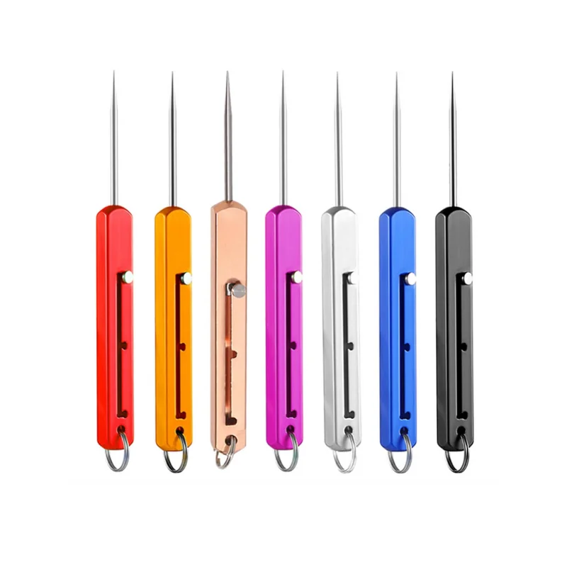 Retractable Titanium Toothpick Reusable Keychain Multi-functional Metal Toothpicks