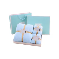 Factory direct wholesale soft coral velvet towels bath towel 3-piece set of wedding souvenirs