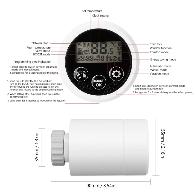Zigbee Tuya Smart Thermostatic Radiator Valve Smart Heating Tuya Radiator Thermostat