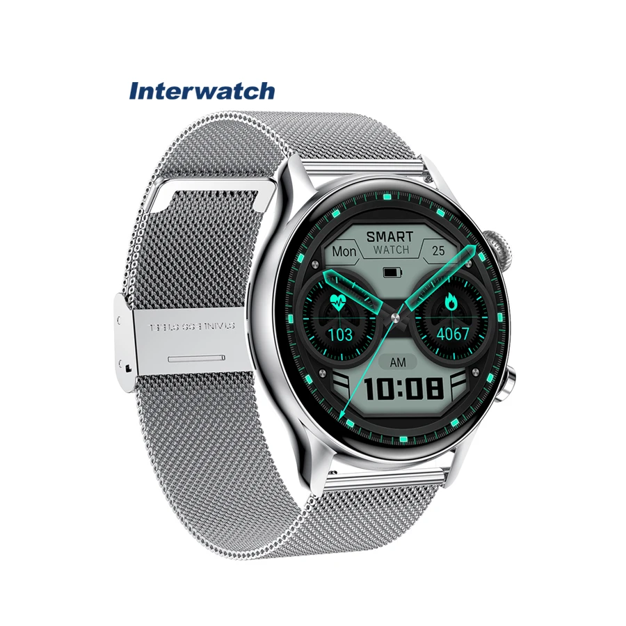 Interwatch 2023 NEW Android OS IP68 black AMOLED 1.36 inch full screen touch magnetic charging music control smart watch 2022