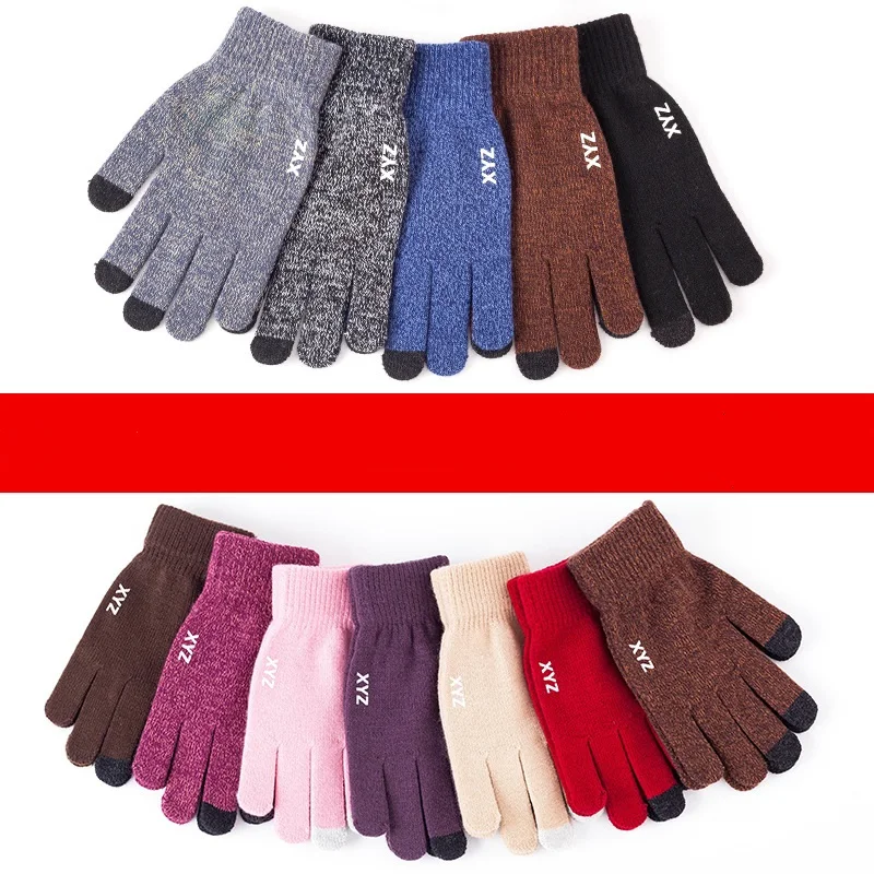 Wholesale Promotion Gift Warm Non-slip Winter Glove Unisex  Knitted Acrylic Winter Glove Winter Touch Screen Gloves