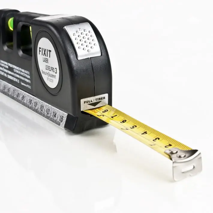 Multipurpose Laser Ruler Laser Level And Spirit Level Metric Rulers Laser Straight Line Horizon Vertical Measure Tape 8ft 2.5m