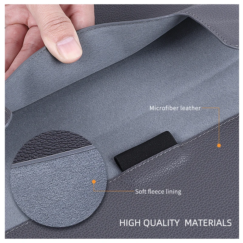 OEM/ODM custom easy carry unisex high end black Smart magnetic business leather laptop bag with stand 13.3 14 15.6 16 inch