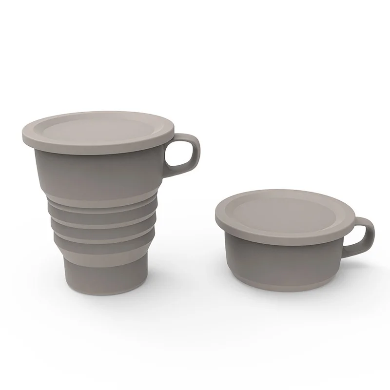 WONDERFUL Silicone Collapsible Cup/Mug 10oz Unbreakable Silicone Cup Drinkware Silicone Folding Coffee Cup with Lid & Coaster Foldable