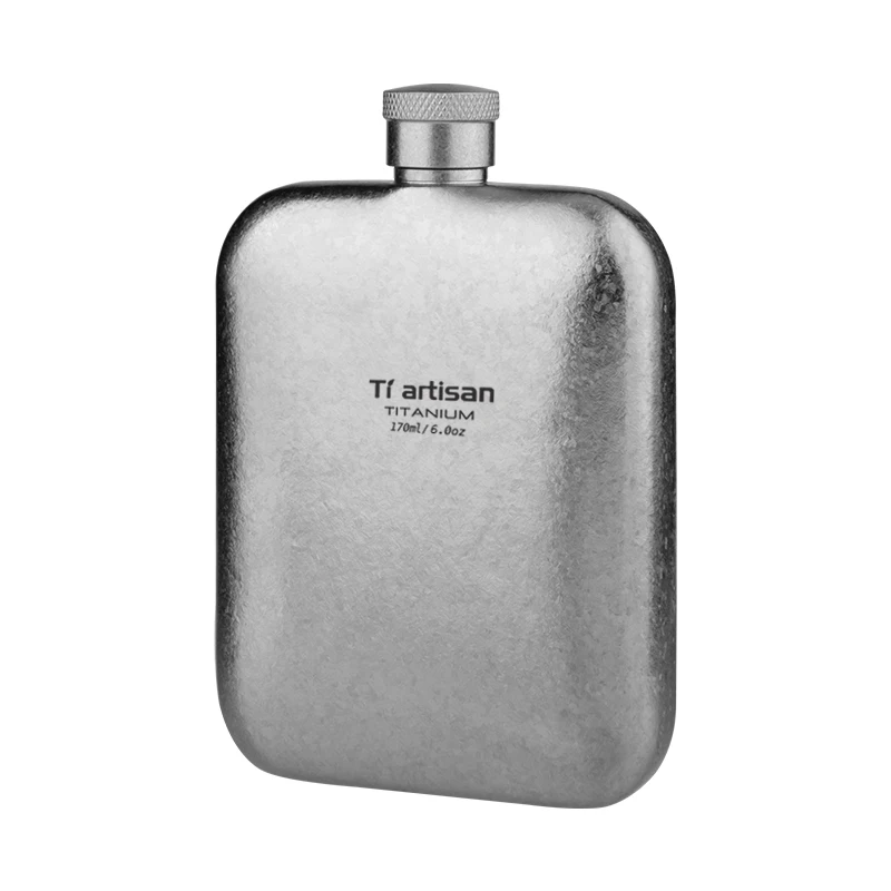 Titanium Hip Flask 170ml/5.7 fl oz,230ml/7.8 fl oz  Ultralight Portable Leakproof Pocket Flask Canteen camping accessories