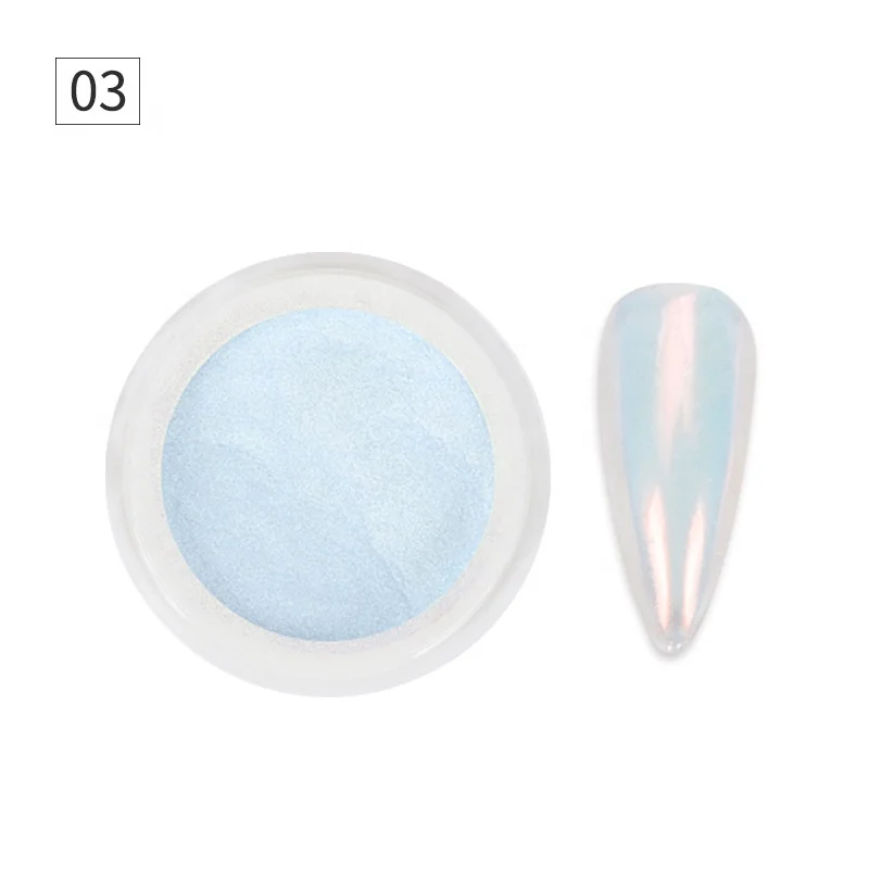 3D Nude Color Mirror Nail Neon Effect Powder Mermaid Aurora Chrome Metal Pigment Ice Transparent Powder Nail Art Decorations