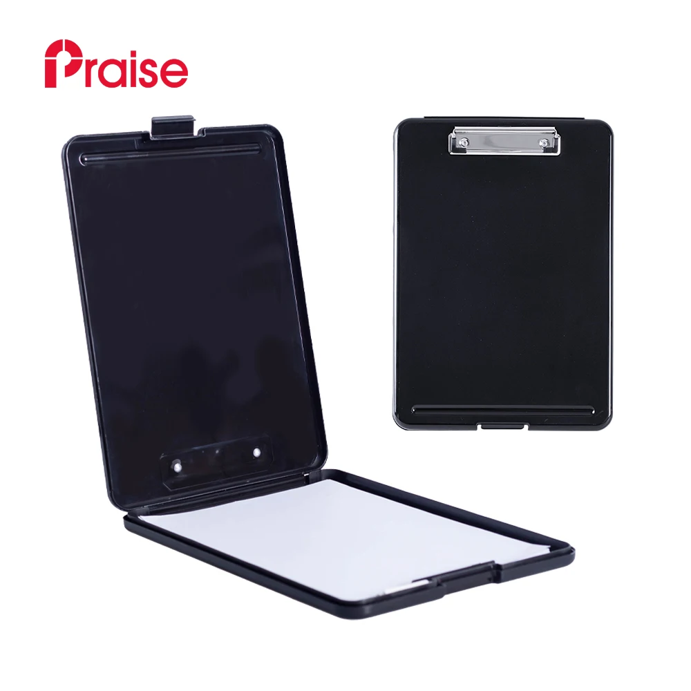 Praise file folder custom writing board plastic A4 nursing storage foldable black clipboard with clip