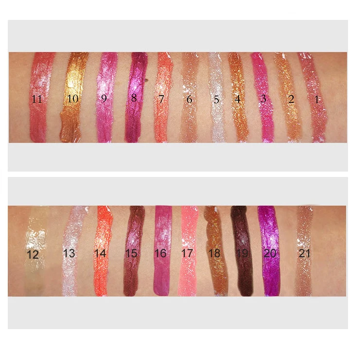 21 Color OEM Cosmetics Makeup Wholesale Custom Glitter Lip Gloss Private Label Pearl Lipstick Black Square Lip Gloss Tube