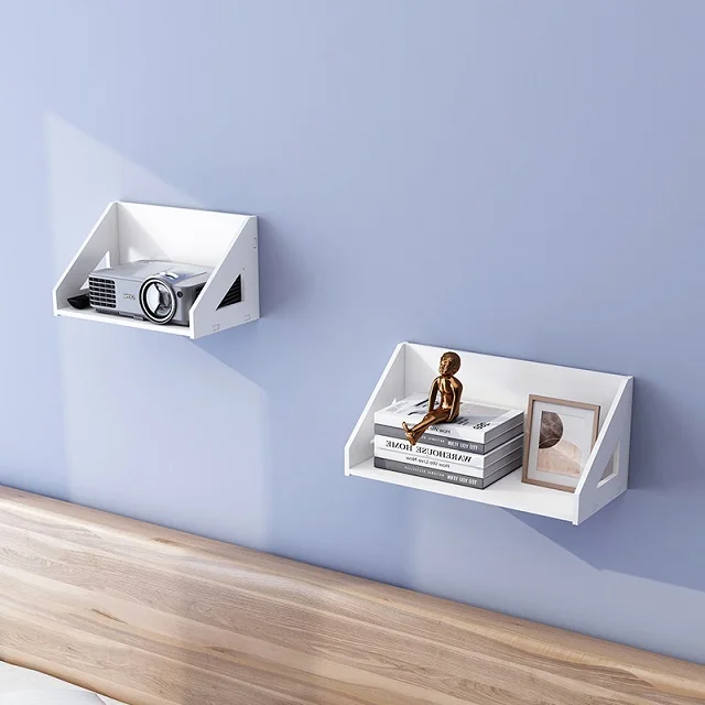 Projector Wall Mount Floating Wall Shelves Without Holes White Single Tier 50*20*17cm Living Room Storage Decorative Shelf