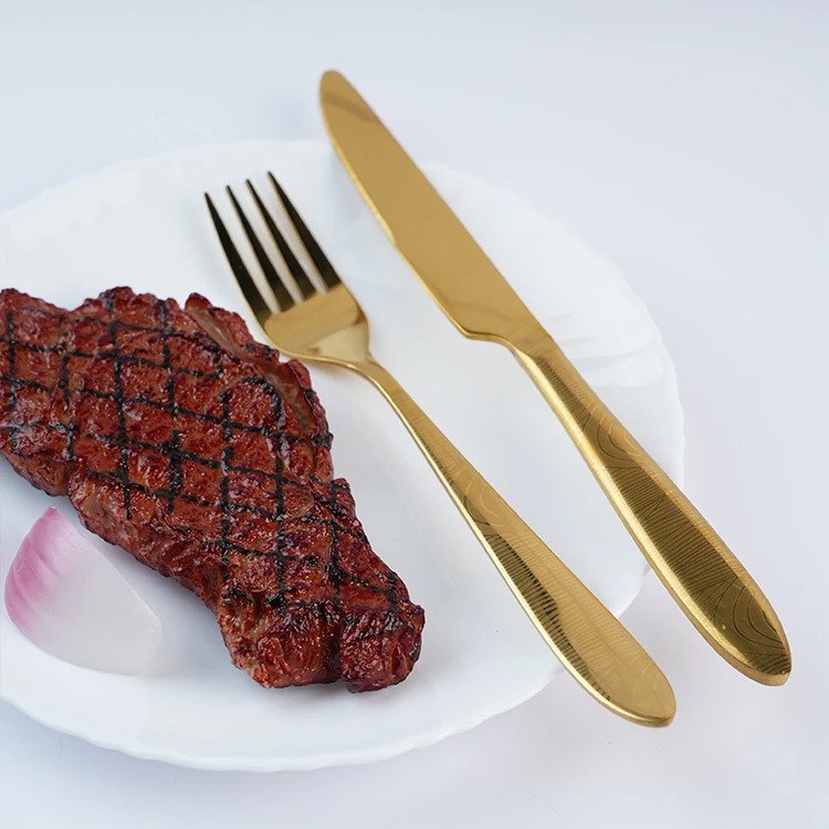 Stainless steel gold magnetic measuring spoons gold spoon and fork restaurant dinner cutlery set