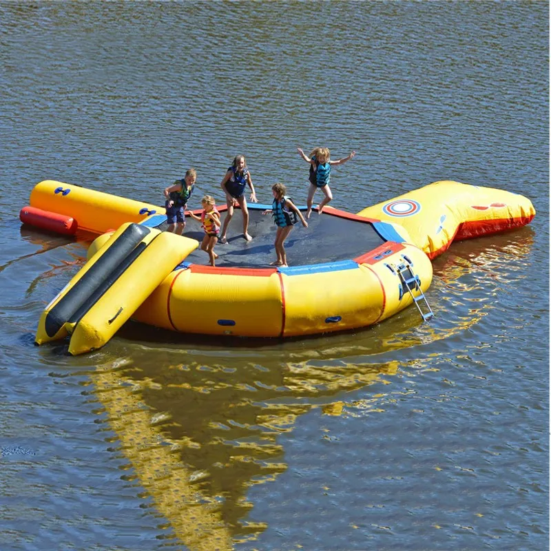 Factory Custom Cheap Inflatable Sungear Water Trampoline  Floating Trampoline Water Round Bouncer