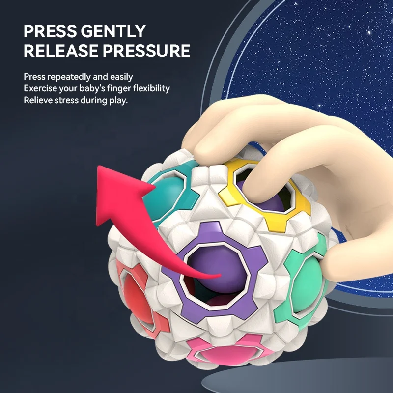 OEM ODM ABS Plastic Brain Teaser Fidget Spinner Massage Color Puzzle Magic Cube Rainbow Fidget Ball Toys For Kids Children