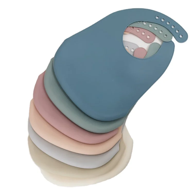 BPA Free Soft Waterproof Food Catcher  OEM Custom Logo Item Hook Color Loop  Baby Silicone Bibs