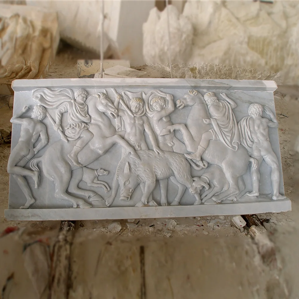 100% Natural Material Yellow Marble Polished Antique Human Statue Wall Naked Women Wall Relief Sculpture