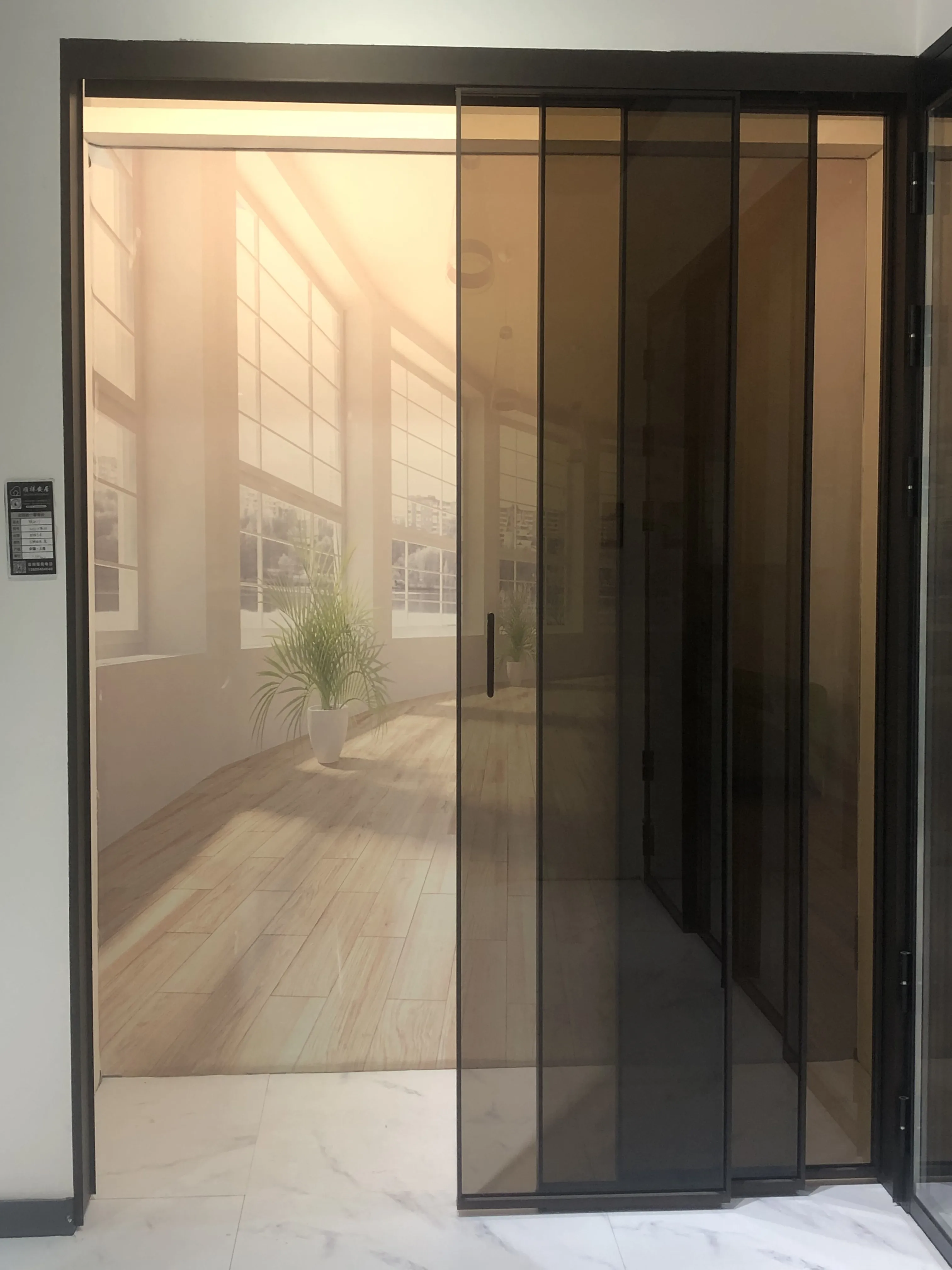 Glass Sliding Door Door 6 Door Leaf Four Track Smart Electric Aluminum Alloy Minimalist Aluminium Alloy 001 Waterproof Finished