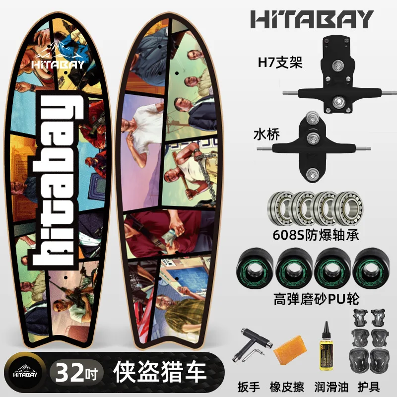 Awaken Inch Complete Skateboard with 90mm Wheels-Black Wood Skateboard Parts & Deck Sports & Outdoors