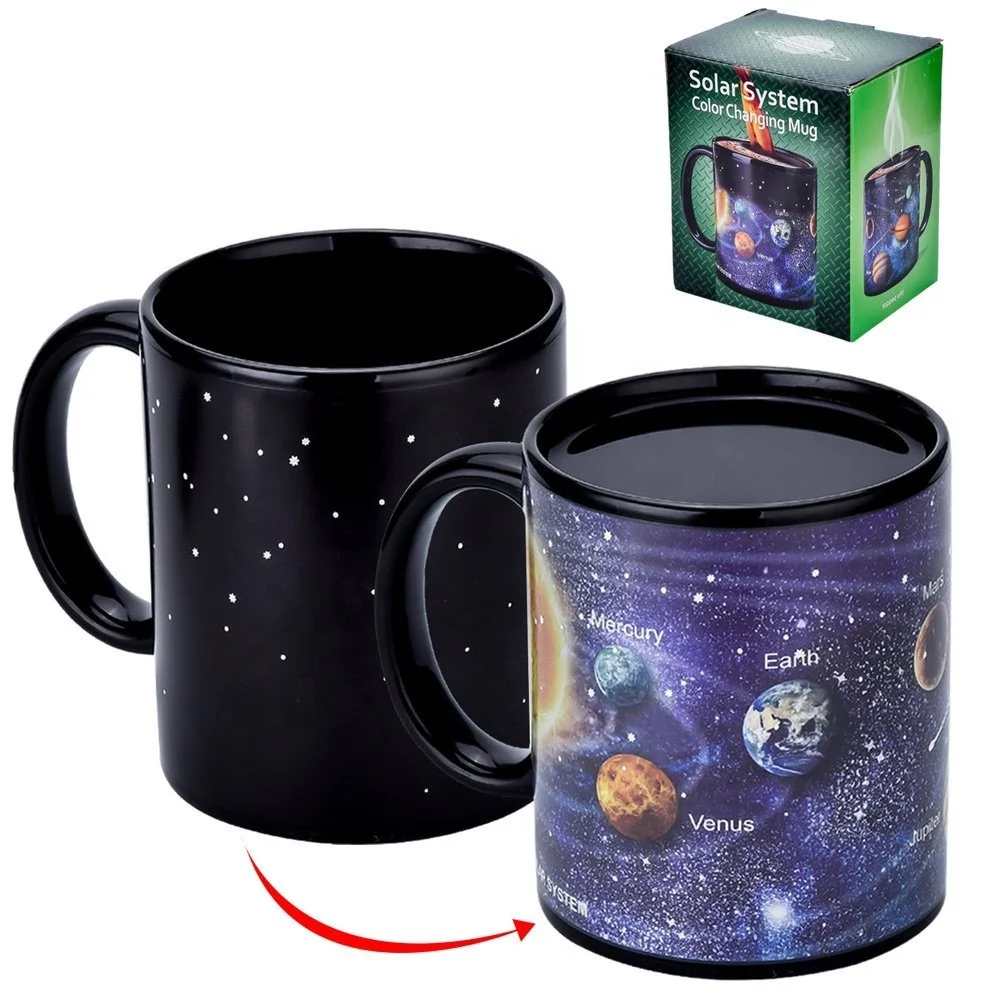 Novelty Magic Ceramic sublimation Coffee Mug 11 oz Heat Sensitive Solar System Unique Ideal Gifts tea cup color changing