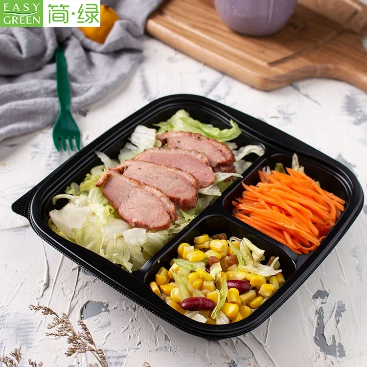Top Selling 32oz Disposable Plastic Meal Prep Containers 3 Compartment  with Lids Reusable Food Storage Container