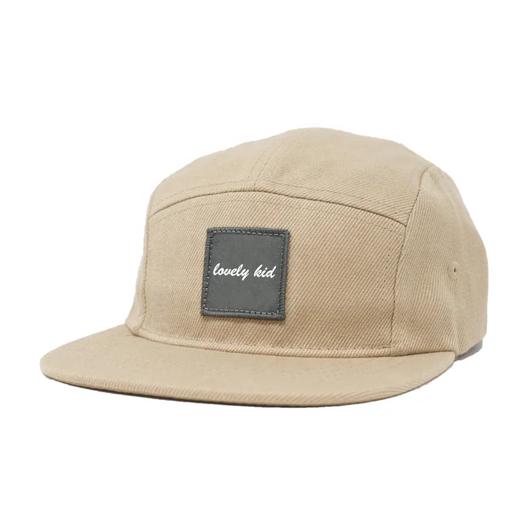 
2020 Custom Cotton Kids Size 5 Panel Camp Cap with Woven Patch 