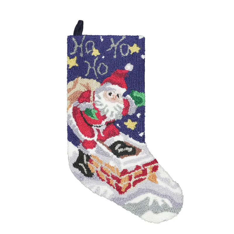 Newly Designed 100% Velvet Blue Santa Claus Holiday Decoration needlepoint Christmas Stockings