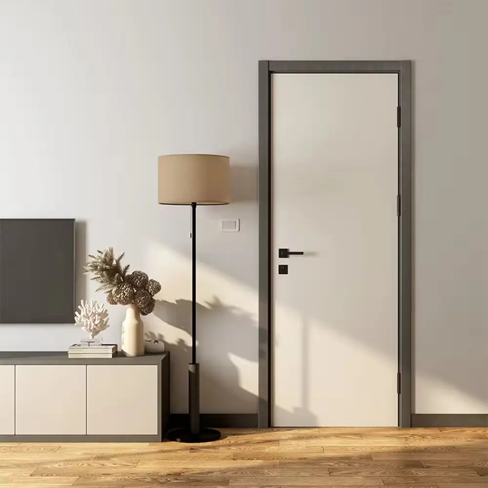 Modern Style Smart Houses Interior Entry Door American Style Solid Wooden Doors for Bedroom
