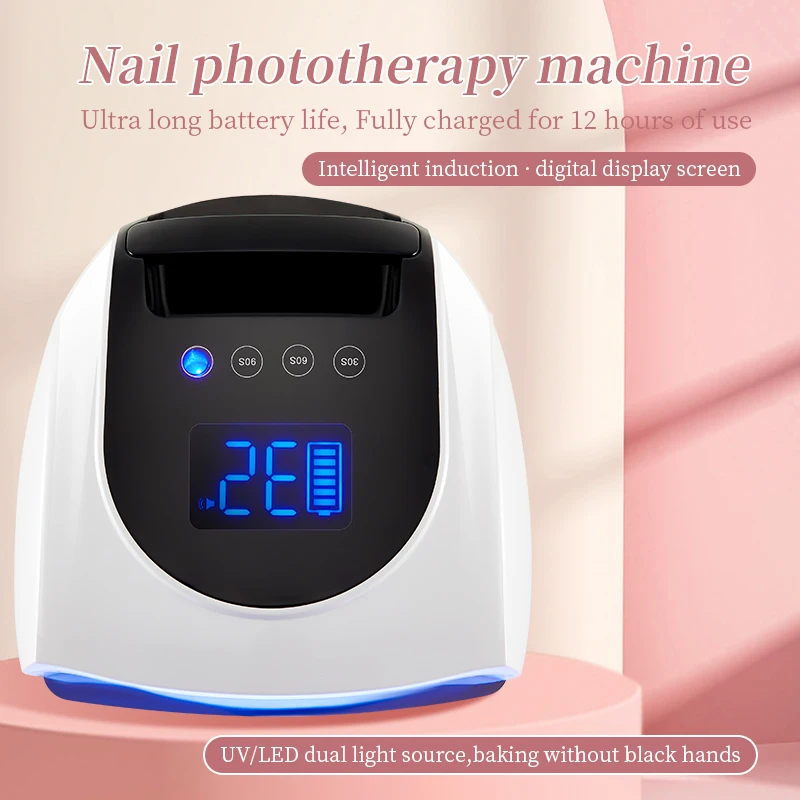 High Quality UV Led Light Nail Dryer Gel Polish Dryer High Power 60W Cordless Rechargeable Uv Led Nail Lamp LCD Screen Nail Lamp