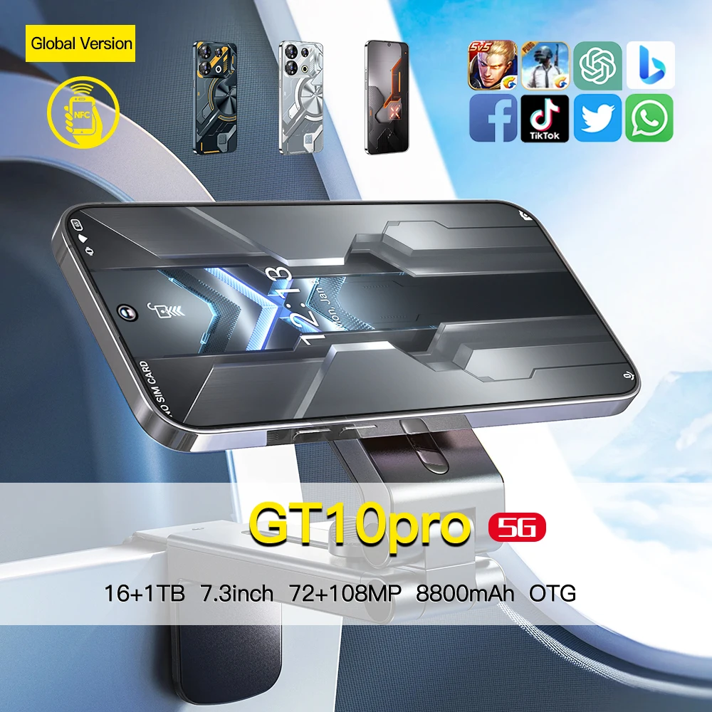 Новейший GT10 Pro 6 8-дюймовый смартфон на базе Android 128GB RAM ROM 4G LTE разблокированный мобильный телефон